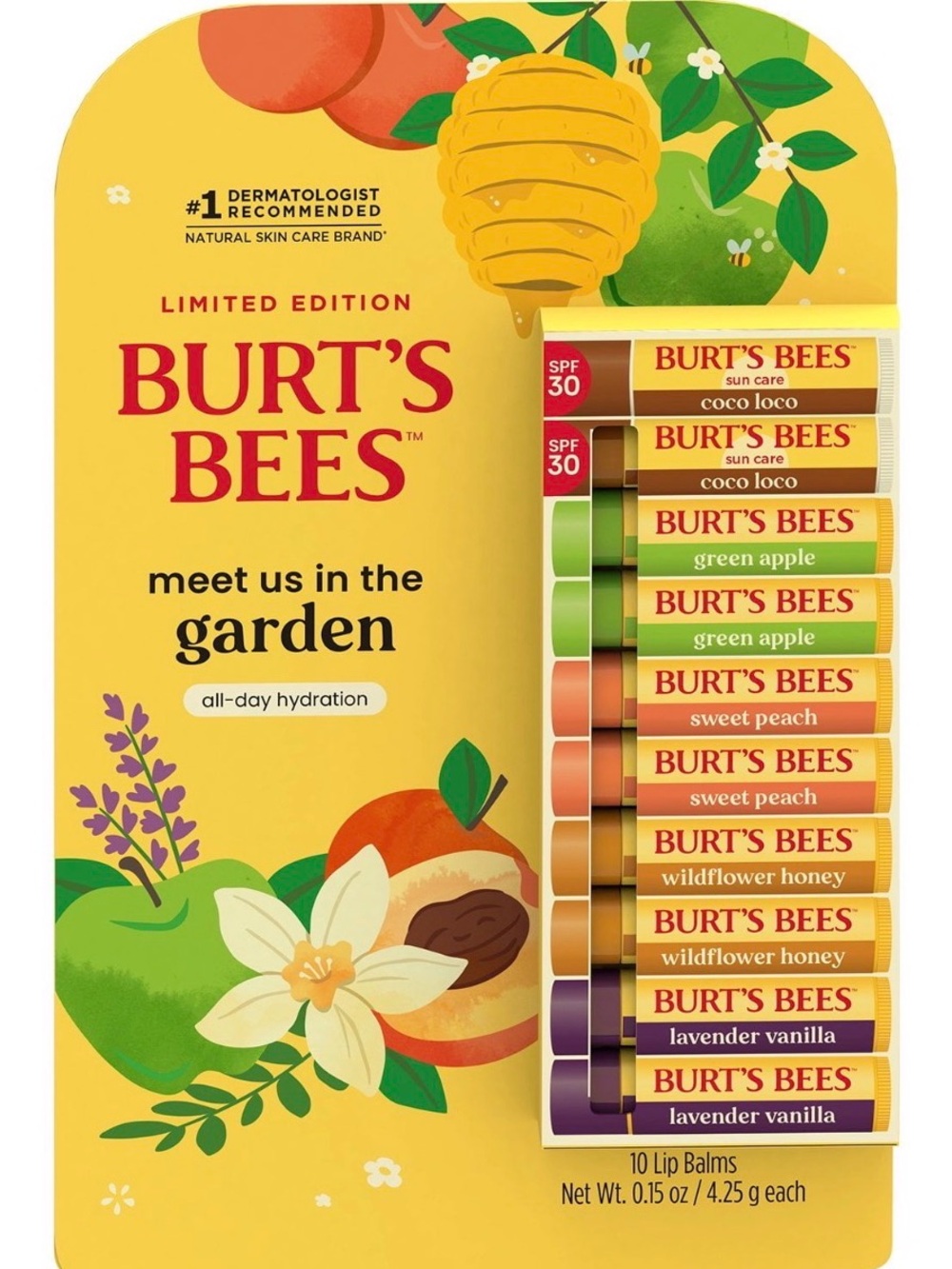 Burt’s Bee’s Lip Balm 10 Pack, Limited Ed ’’Meet Us In the Garden’, 0.15 oz each